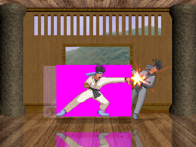 A screenshot of Kung Fu Man hitting another Kung Fu Man with his iconic Kung Fu Palm.